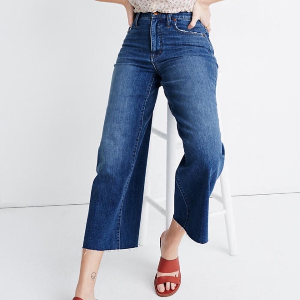Madewell wide-leg cropped jeans raw hem edition